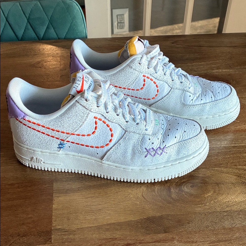 Nike Air Force with Orange and Purple Details